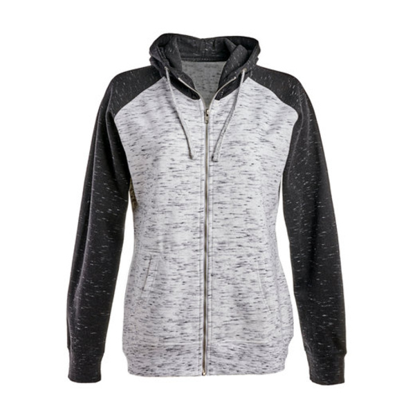 Ladies' Mélange Fleece Two-Tone Full-Zip Hooded Sweatshirt Thumbnail